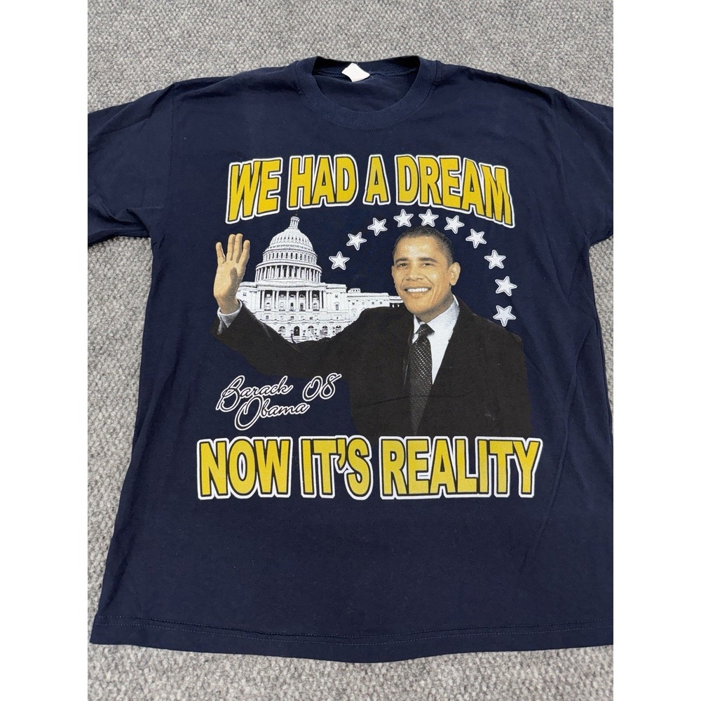 Vintage Barack Obama President Graphic Rap Tee Y2K T-Shirt - Size L  (fits M)
